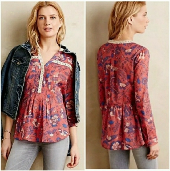 Anthropologie Tops - Anthropologie Maeve Abella Pintucked Blouse, Sz 4